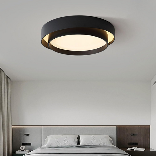 Modern Nordic Round LED Ceiling Light – Minimalist Flush Mount Fixture in Black or White, 40 to 60 cm for Living Room & Bedroom