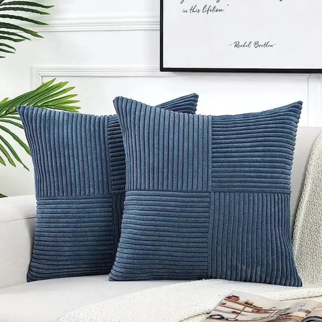 Luxury Corduroy Striped Cushion Covers – Soft Textured Throw Pillow Covers, Modern Decorative Sofa & Bed Pillowcases