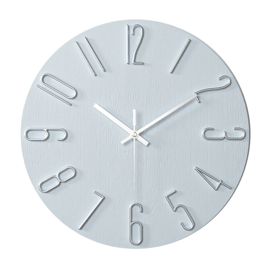 Elegant Modern Silent Wall Clock – Minimalist Pastel Clock with Gold Numerals, Non-Ticking Quartz for Living Room & Bedroom