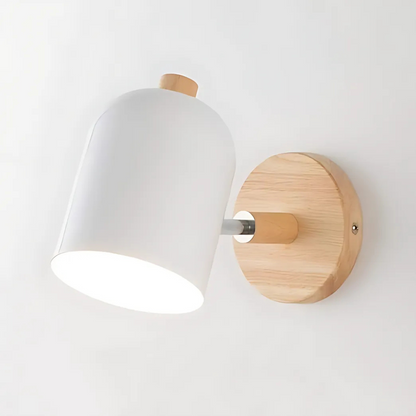 Drelis Scandinavian Wooden Wall Lamp – Minimalist Wood Base Wall Sconce with Matte Shade, Warm or Cool White, 4 Colors