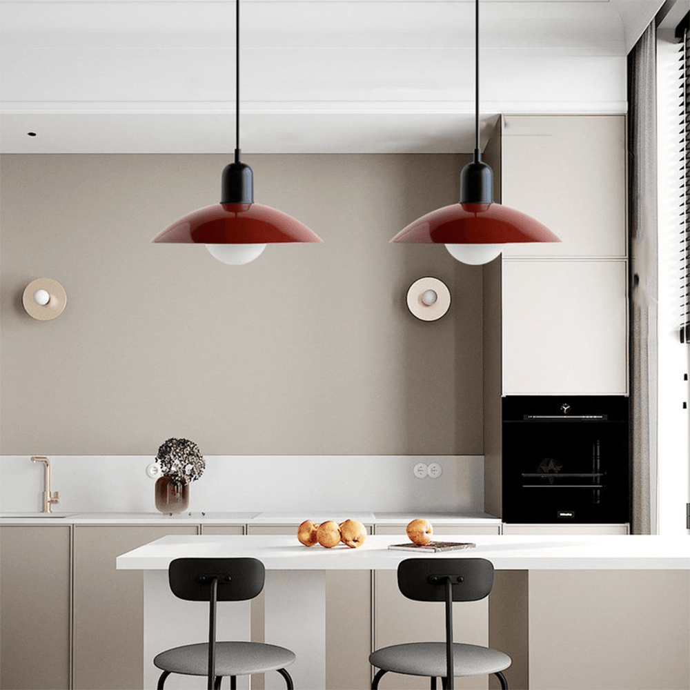 Macaron Bauhaus Dome Pendant Light – Two-Tone Colorful Modern Hanging Lamp for Kitchen, Dining, Kids Room & Cafe