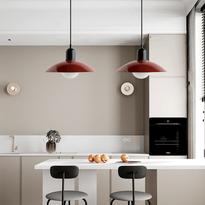 Macaron Bauhaus Dome Pendant Light – Two-Tone Colorful Modern Hanging Lamp for Kitchen, Dining, Kids Room & Cafe