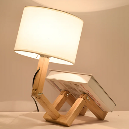 Rilna Flexible Wooden Figure Table Lamp – Adjustable Poseable Solid Wood Desk Lamp, Playful Decor Light for Kids & Adults