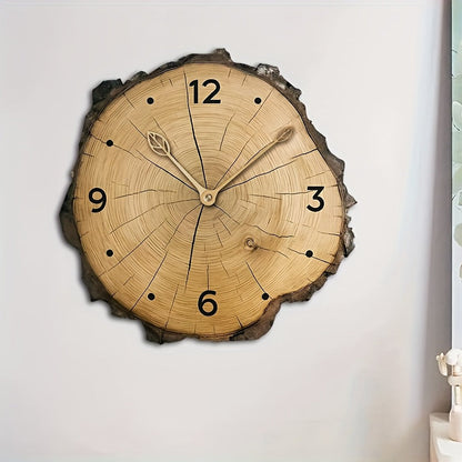 Rustic Wood Slice Wall Clock – Silent Non-Ticking Natural Log-Inspired Clock, Farmhouse Cabin Decor for Living Room & Kitchen