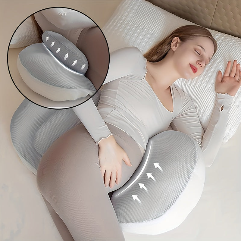 Adjustable Pregnancy Pillow – Ergonomic Full-Body Maternity Support Cushion with Flexible Strap for Side & Stomach Sleepers