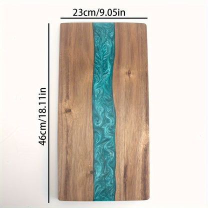 Resin River Acacia Wood Cutting Board – Handcrafted 46 x 23 cm Charcuterie & Cheese Serving Board with Blue Resin Design