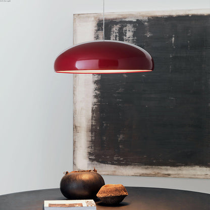 Lira Art Deco Metal Dome Pendant Light – Dimmable Modern Hanging Lamp in Orange, Black, White or Wine Red, 35 or 45 cm