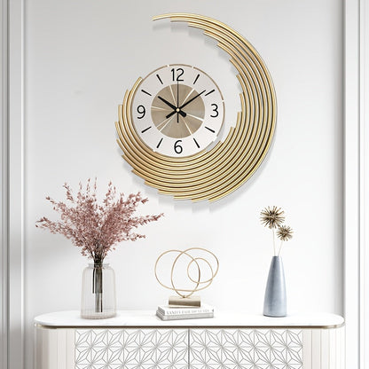 Modern 3D Metal Crescent Wall Clock – Large Silent Quartz Decorative Timepiece, Artistic Wall Decor for Living Room & Office