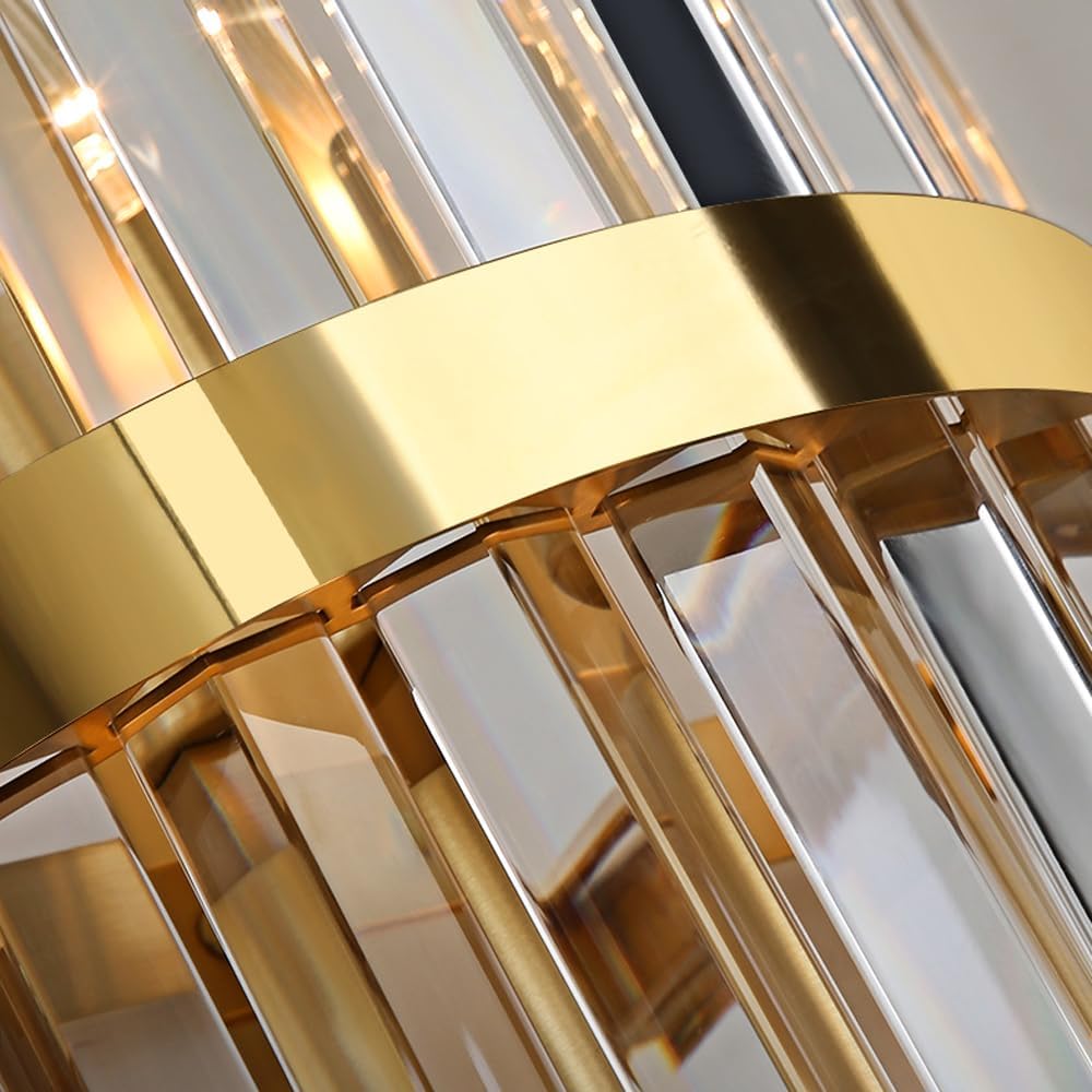 Modern Luxury Crystal Wall Light – Stainless Steel Wall Sconce with Clear Crystal Panels for Bedroom, Hallway & Living Room