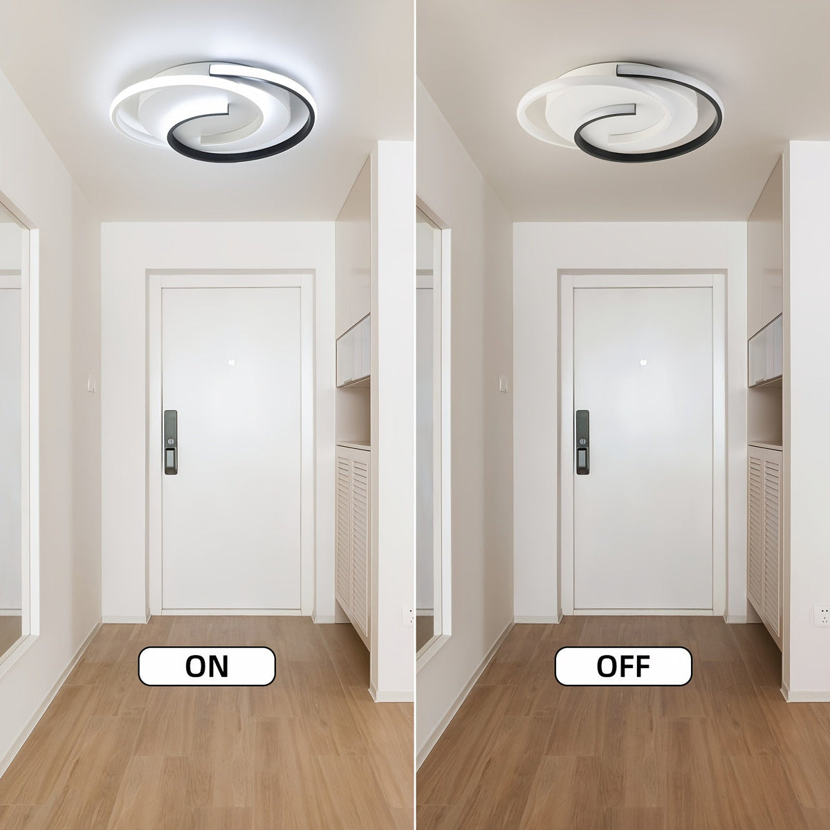 Modern Spiral LED Ceiling Light – Minimalist Round Flush Mount with 3000K, 4000K or 6000K Adjustable Light Color