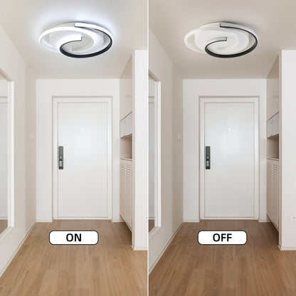 Modern Spiral LED Ceiling Light – Minimalist Round Flush Mount with 3000K, 4000K or 6000K Adjustable Light Color