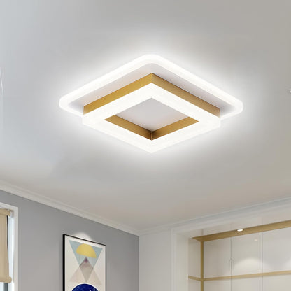 Modern Square LED Ceiling Light – 24W 1920 Lumen Slim Flush Mount Fixture in Black or Gold for Hallway, Bedroom & Kitchen