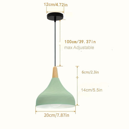 Modern Teardrop Metal & Wood Pendant Light – Scandinavian Hanging Lamp with 100 cm Adjustable Cord in 9 Colors