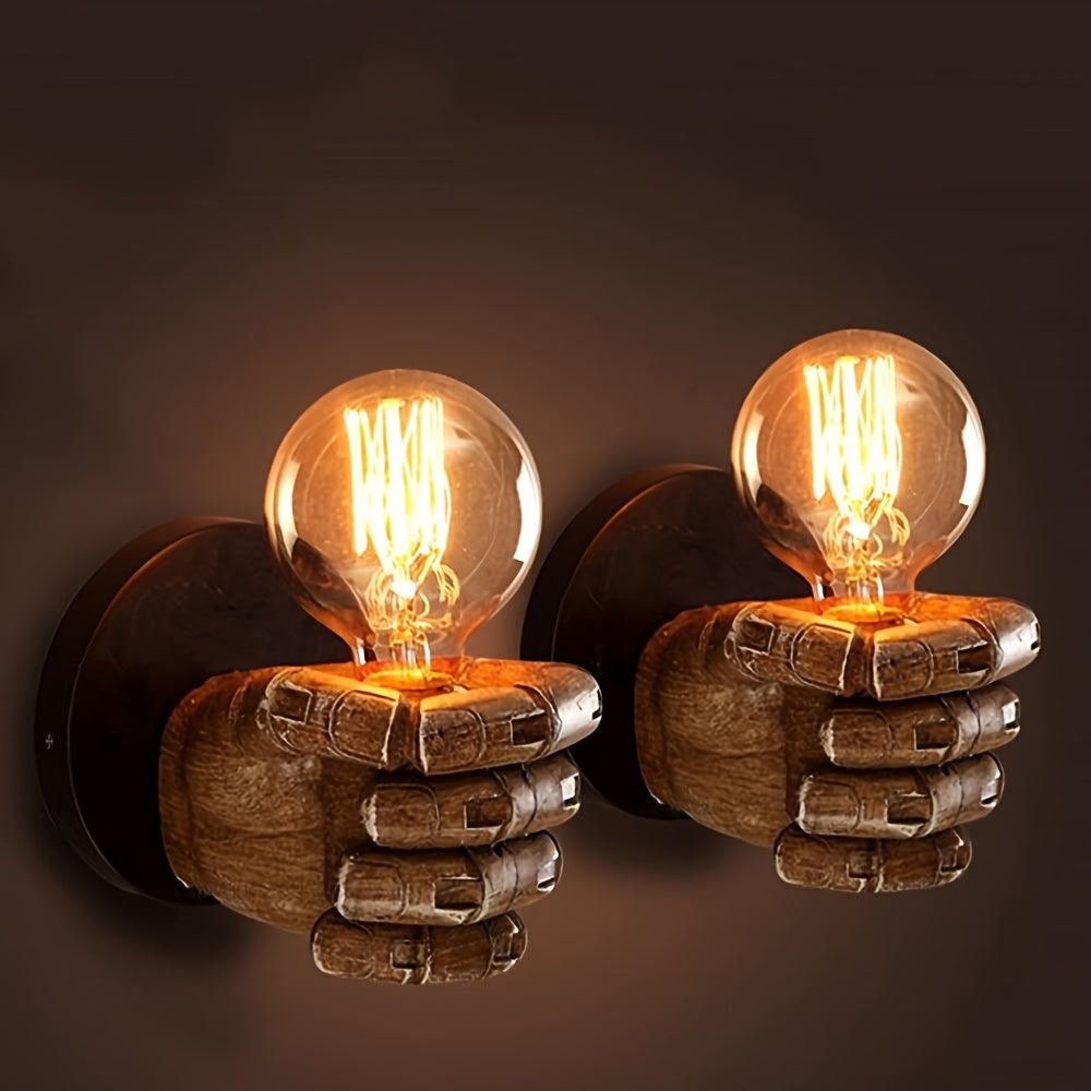 Industrial Hand-Shaped Resin Wall Lamp – Sculptural Left or Right Hand E26 Wall Sconce, Artistic Loft & Cafe Lighting