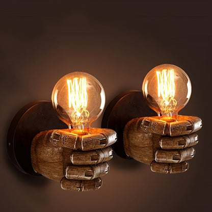 Industrial Hand-Shaped Resin Wall Lamp – Sculptural Left or Right Hand E26 Wall Sconce, Artistic Loft & Cafe Lighting