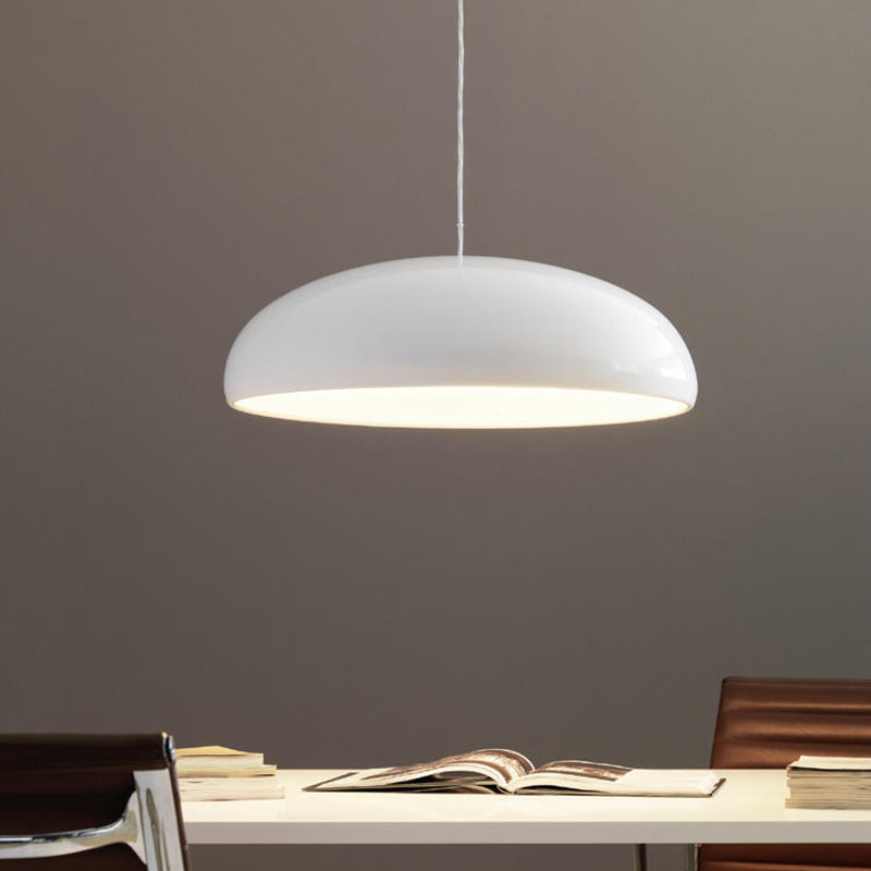 Lira Art Deco Metal Dome Pendant Light – Dimmable Modern Hanging Lamp in Orange, Black, White or Wine Red, 35 or 45 cm