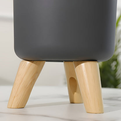 Modern Round Planter with Detachable Wooden Legs – Mid-Century Indoor & Outdoor Plant Pot in Black or White, 3 Sizes