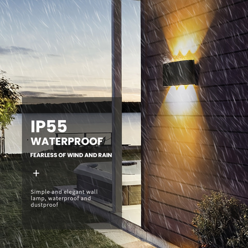 Modern Dual-Beam Up & Down LED Wall Light – IP55 Waterproof Indoor Outdoor Sconce, Warm or Cool White for Porch & Patio
