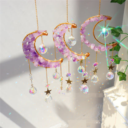 Amethyst-Tone Crystal Crescent Air Plant Holder