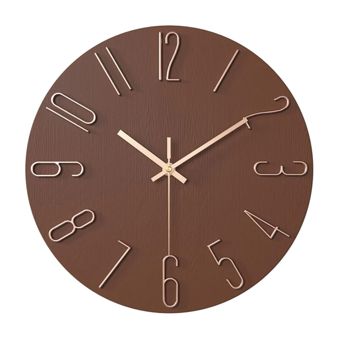 Elegant Modern Silent Wall Clock – Minimalist Pastel Clock with Gold Numerals, Non-Ticking Quartz for Living Room & Bedroom