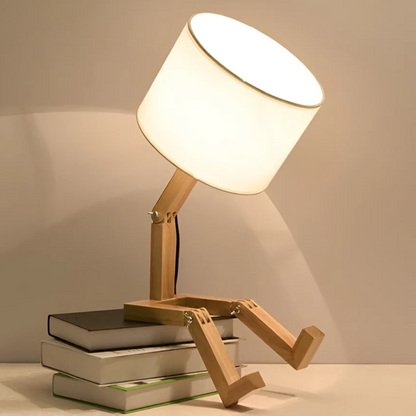 Rilna Flexible Wooden Figure Table Lamp – Adjustable Poseable Solid Wood Desk Lamp, Playful Decor Light for Kids & Adults