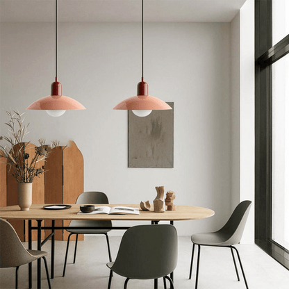 Macaron Bauhaus Dome Pendant Light – Two-Tone Colorful Modern Hanging Lamp for Kitchen, Dining, Kids Room & Cafe