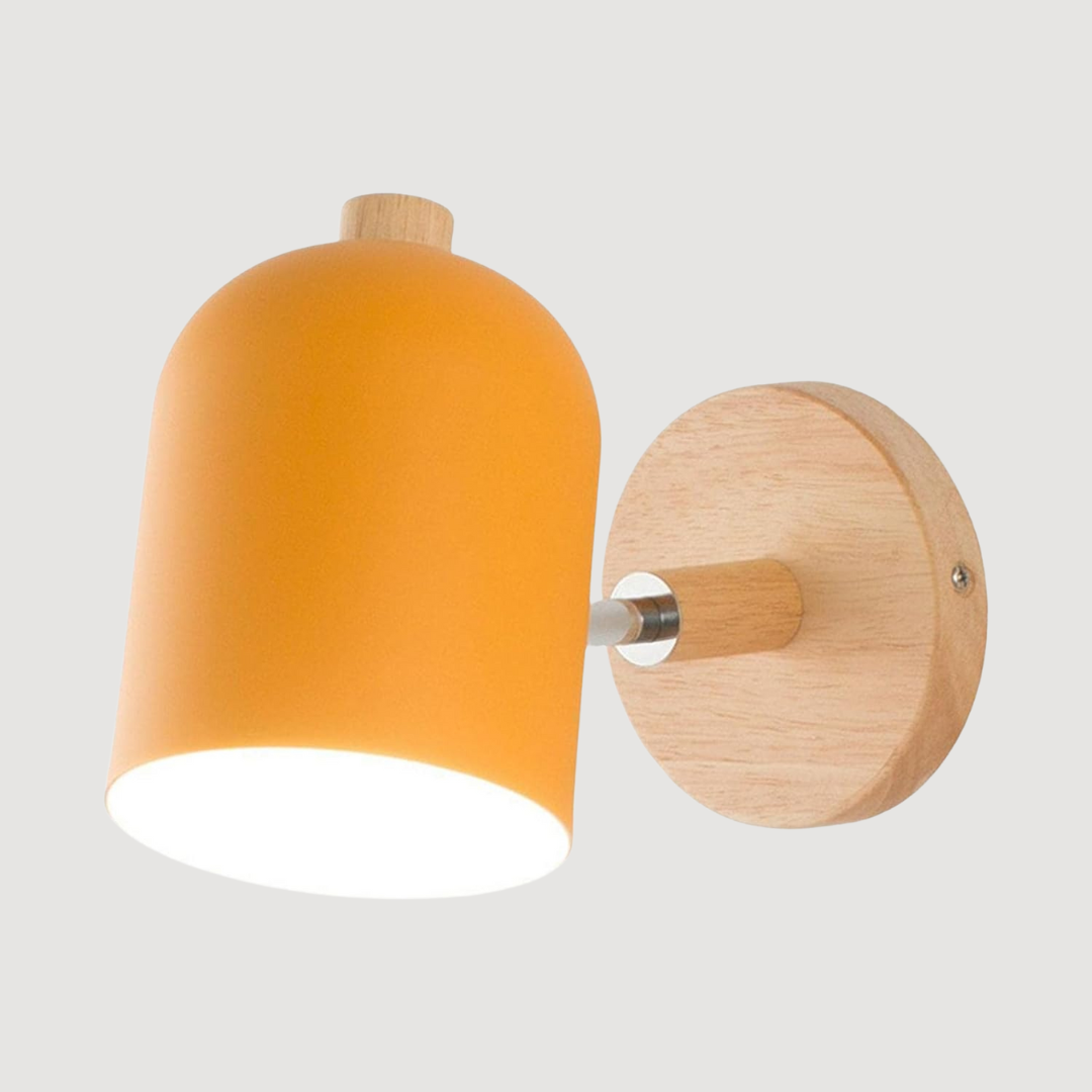 Drelis Scandinavian Wooden Wall Lamp – Minimalist Wood Base Wall Sconce with Matte Shade, Warm or Cool White, 4 Colors