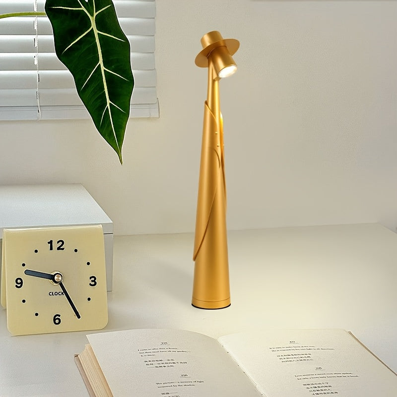 Modern Rechargeable LED Hat Lamp – Cordless Touch-Control Dimmable Desk Light, Artistic Bedside & Table Lamp