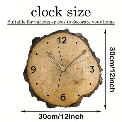 Rustic Wood Slice Wall Clock – Silent Non-Ticking Natural Log-Inspired Clock, Farmhouse Cabin Decor for Living Room & Kitchen