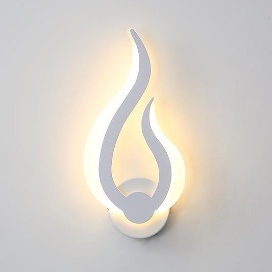 Modern Flame LED Wall Light – Sculptural Acrylic 10W Warm White 3000K Wall Sconce, Left or Right Facing