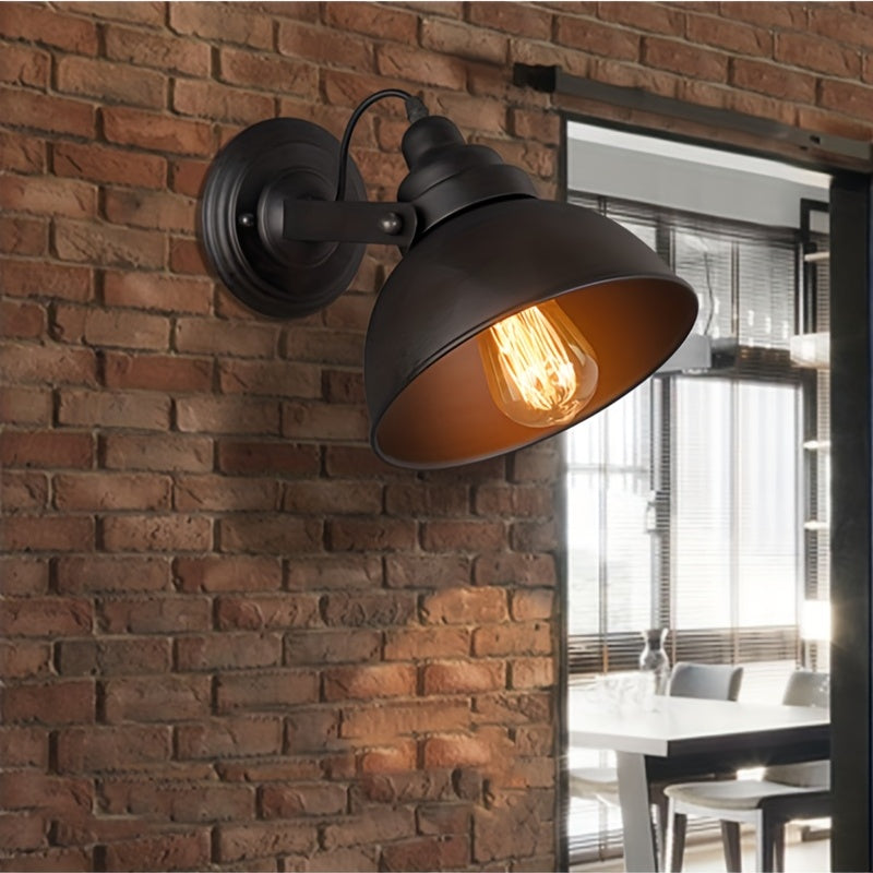 Industrial Vintage Adjustable Wall Sconce – Retro Matte Black Metal Swing Arm Wall Light for Bedroom, Hallway & Cafe