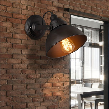 Industrial Vintage Adjustable Wall Sconce – Retro Matte Black Metal Swing Arm Wall Light for Bedroom, Hallway & Cafe