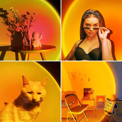 Sunset Projection Lamp – USB Rotating Golden Hour Ambient Light for Bedroom, Photography, TikTok & Living Room Decor