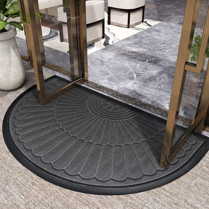 Non-Slip Semi-Circular Rubber Door Mat – Heavy-Duty Dirt & Moisture Trapping Entryway Mat in Dark Grey or Beige Brown