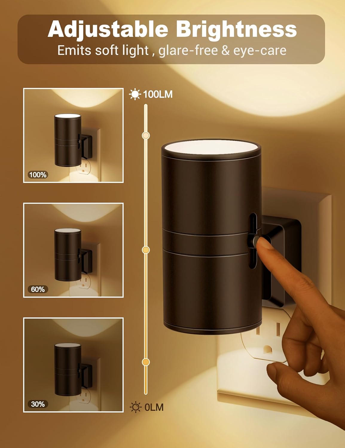 NightNova Smart Plug-In LED Night Light – Automatic Dusk-to-Dawn Sensor, Dimmable Energy-Saving Lamp for Hallway & Nursery