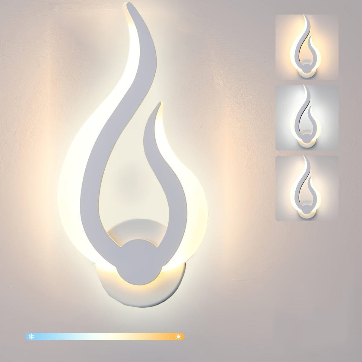 Modern Flame LED Wall Light – Sculptural Acrylic 10W Warm White 3000K Wall Sconce, Left or Right Facing