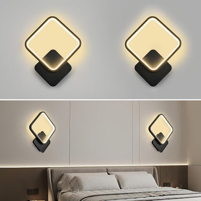 Modern Square LED Wall Lamp – Minimalist Geometric Wall Light with 3-Tone Dimming 3000K to 6000K in White or Black