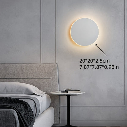 Minimalist Round LED Wall Light – Sleek Nordic 20 cm Warm White Wall Sconce in Black, White or Grey for Hallway & Stairs