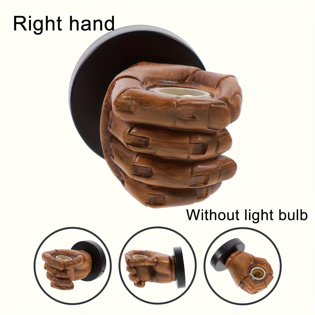 Industrial Hand-Shaped Resin Wall Lamp – Sculptural Left or Right Hand E26 Wall Sconce, Artistic Loft & Cafe Lighting