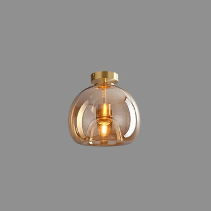 Vintage Amber Bubble Glass Ceiling Light – Retro Mid-Century Semi-Flush Lamp in Gold or Black for Hallway, Bedroom & Dining