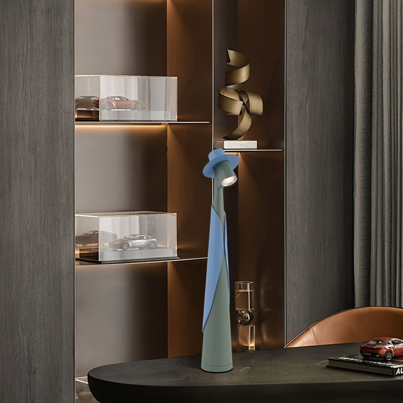 Modern Rechargeable LED Hat Lamp – Cordless Touch-Control Dimmable Desk Light, Artistic Bedside & Table Lamp