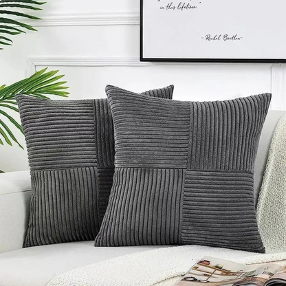 Luxury Corduroy Striped Cushion Covers – Soft Textured Throw Pillow Covers, Modern Decorative Sofa & Bed Pillowcases