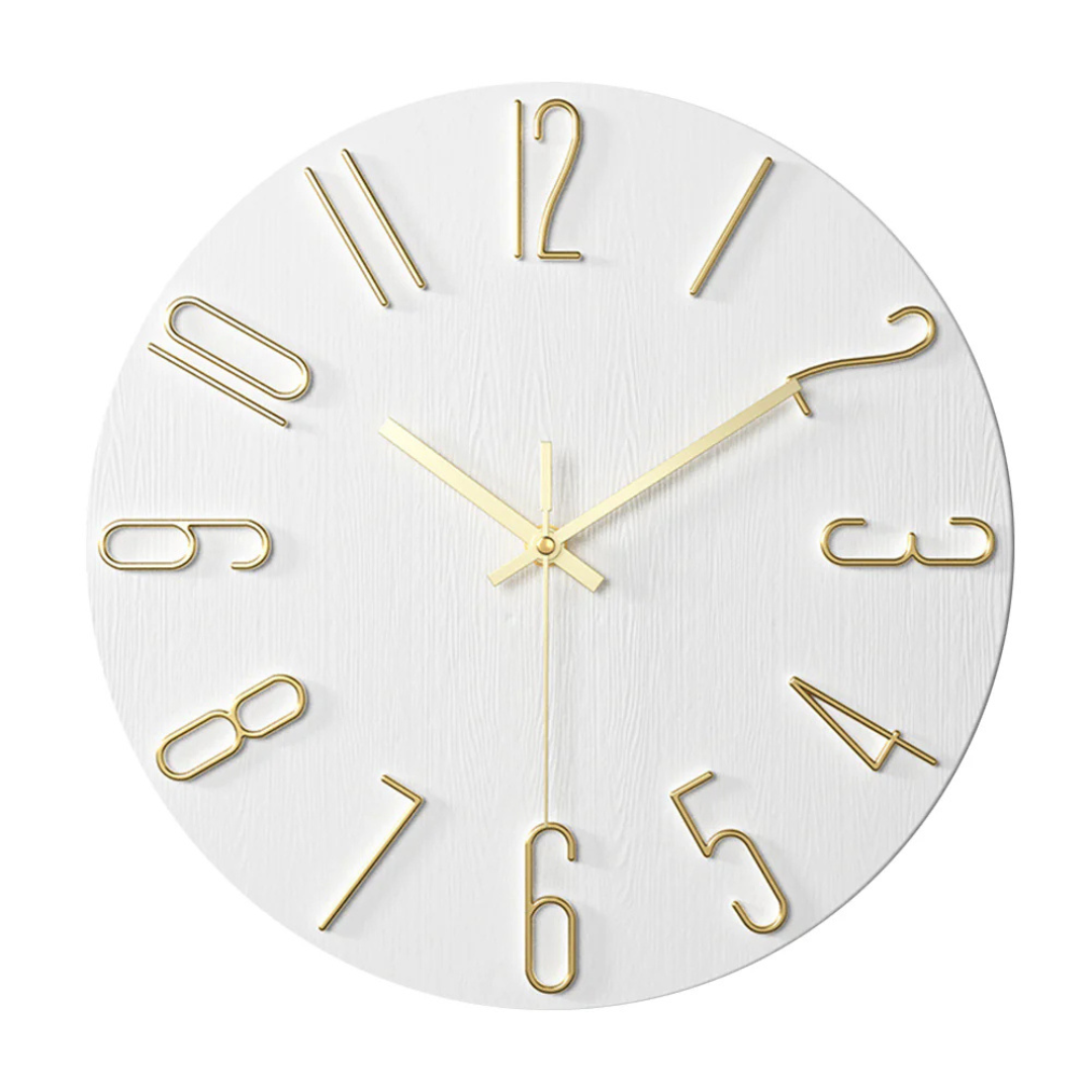 Elegant Modern Silent Wall Clock – Minimalist Pastel Clock with Gold Numerals, Non-Ticking Quartz for Living Room & Bedroom