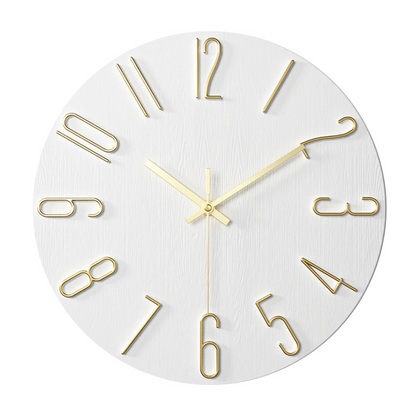 Elegant Modern Silent Wall Clock – Minimalist Pastel Clock with Gold Numerals, Non-Ticking Quartz for Living Room & Bedroom