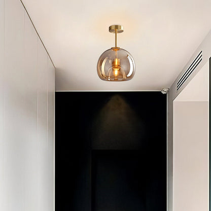 Vintage Amber Bubble Glass Ceiling Light – Retro Mid-Century Semi-Flush Lamp in Gold or Black for Hallway, Bedroom & Dining