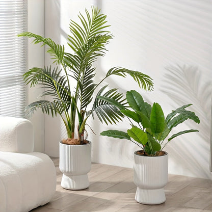 White Self-Watering Flower Pot with Water Level Indicator – Modern Wine Glass Shaped Indoor Planter for Houseplants