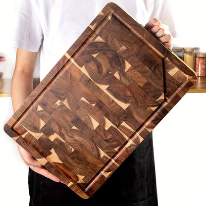 Premium End-Grain Acacia Wood Cutting Board – Knife-Friendly Solid Wood Chopping Block, Moisture-Resistant Kitchen Board