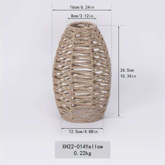 Modern Handwoven Paper Rope Pendant Shade – Natural Coastal Woven Ceiling Light in Light Brown, Brown, Grey or Black