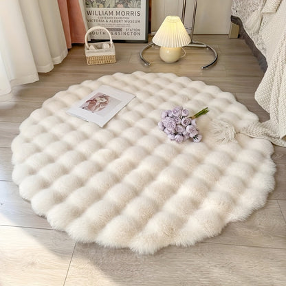 Cloud Comfort Round Bubble Rug – Ultra-Soft Fluffy Circle Carpet, Modern 3D Textured Area Rug for Bedroom & Living Room