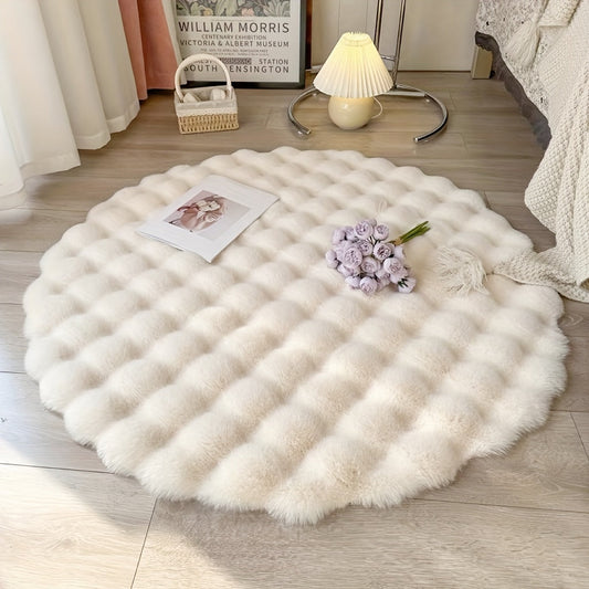 Cloud Comfort Round Bubble Rug – Ultra-Soft Fluffy Circle Carpet, Modern 3D Textured Area Rug for Bedroom & Living Room